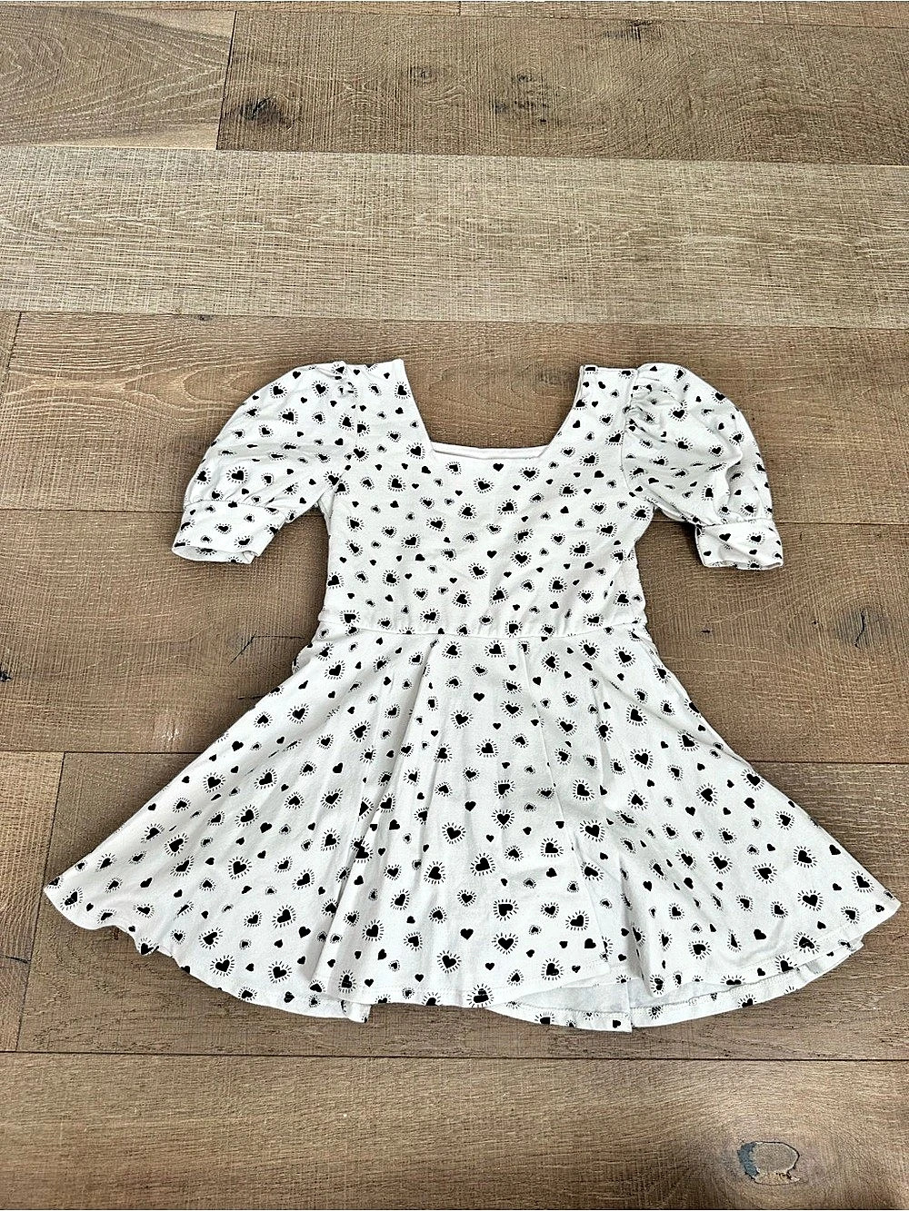 remie GIRL Girls Size 10 White & Black Heart Print Dress